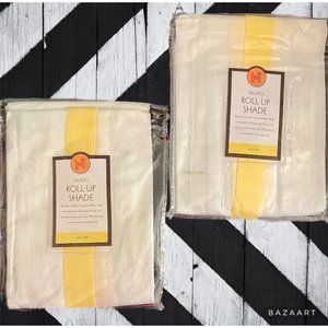 Linens -N-Things Set Of Two White Cotton Roll Up Shades NWT